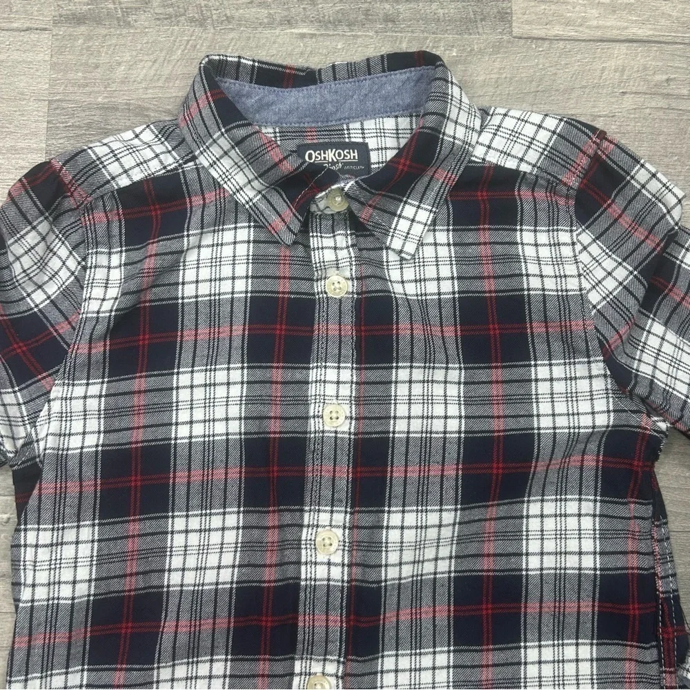 Oshkosh B'gosh Toddler Boys Blue Plaid Long Sleeve Button Down Shirt 5T
